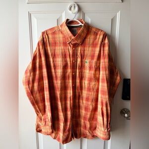 Cinch Men's Orange Plaid Button Down Shirt
